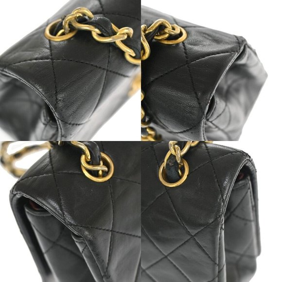 CHANEL CC Mini Matelasse Full Flap Chain Shoulder Bag Leather Black GHW 645LC499 - Picture 8 of 16